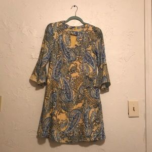 Yellow and blue dress with cutout on chest!